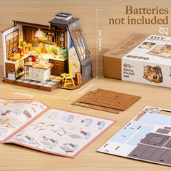 Rolife tiny house with LED lighting option, adds magical mood to your display.
