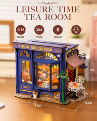 Rolife Edwardian Tea Room final dimension 9.5x6.2x7.1 inches fits compact shelves