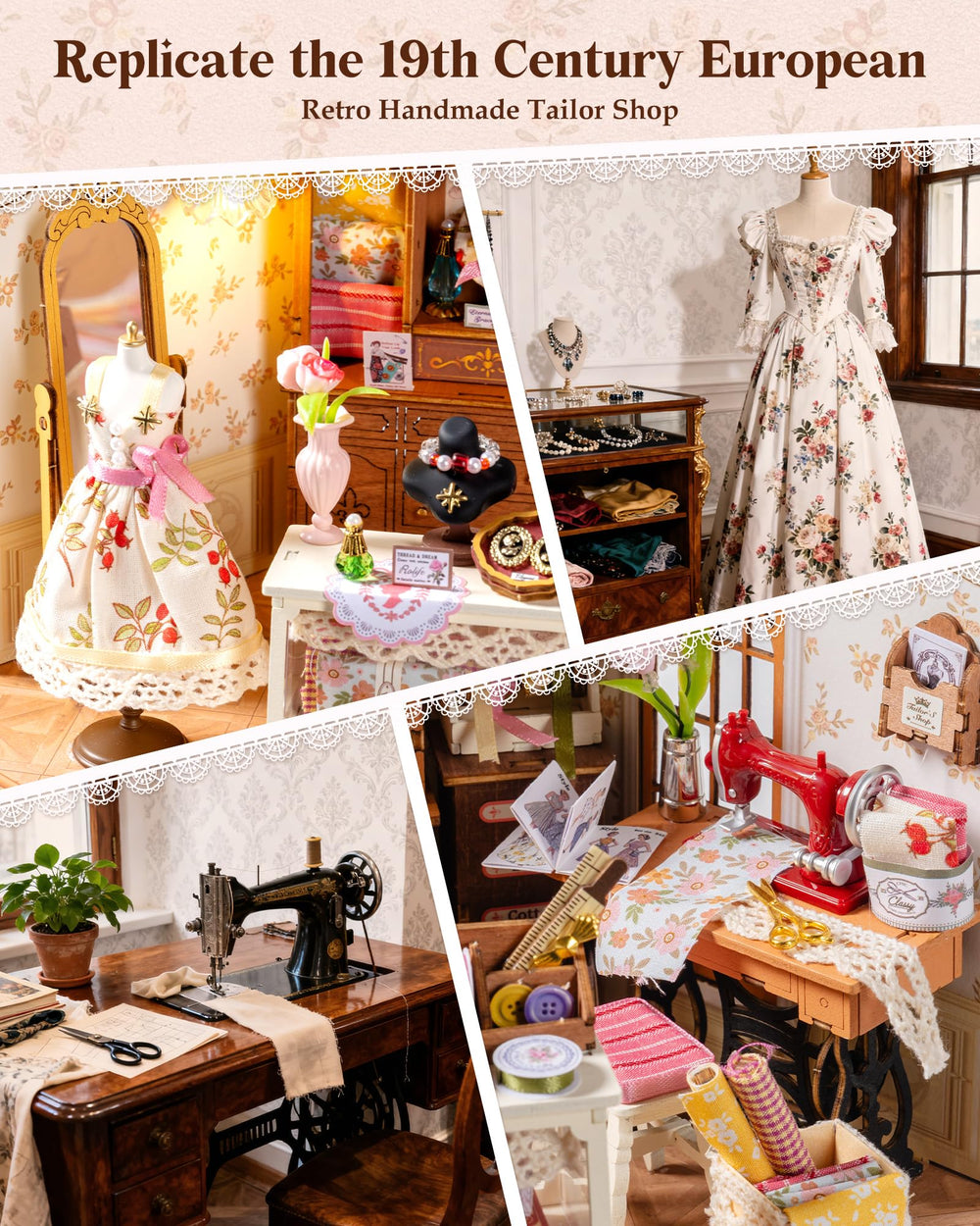 Rolife Elsa's Tailor Shop sewing machine detail for a realistic scene.