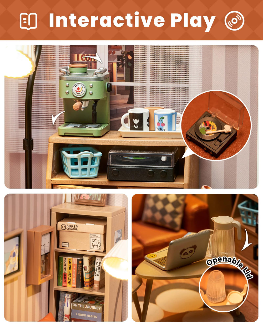 Rolife floor lamp highlights ambient lighting in the diorama.