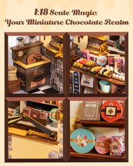 Rolife Henrys Chocolate Shop retro cash register accent adds vintage charm.