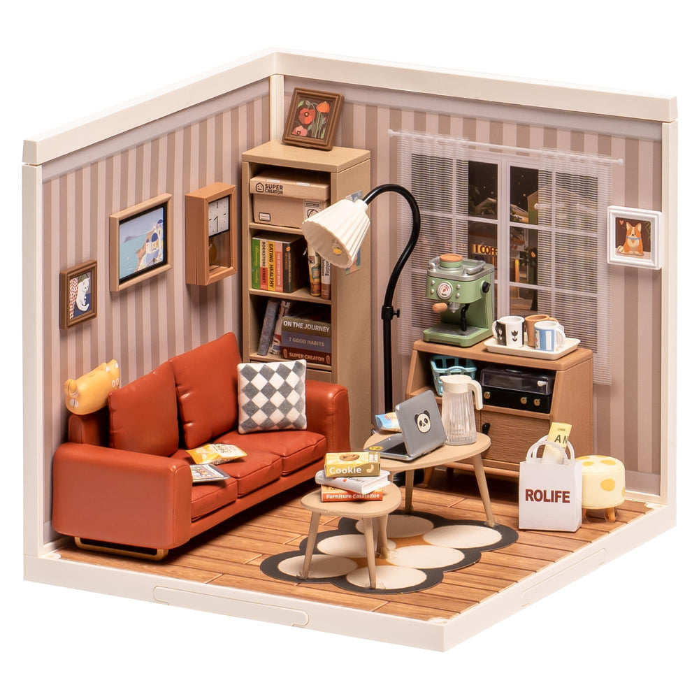 Rolife LED building blocks house kit close-up shows detailed components for quick creative builds.