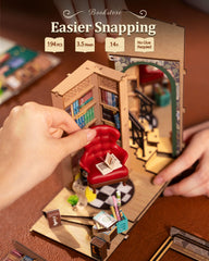 Rolife LED lighting inside enhances the miniature scene with warm glow