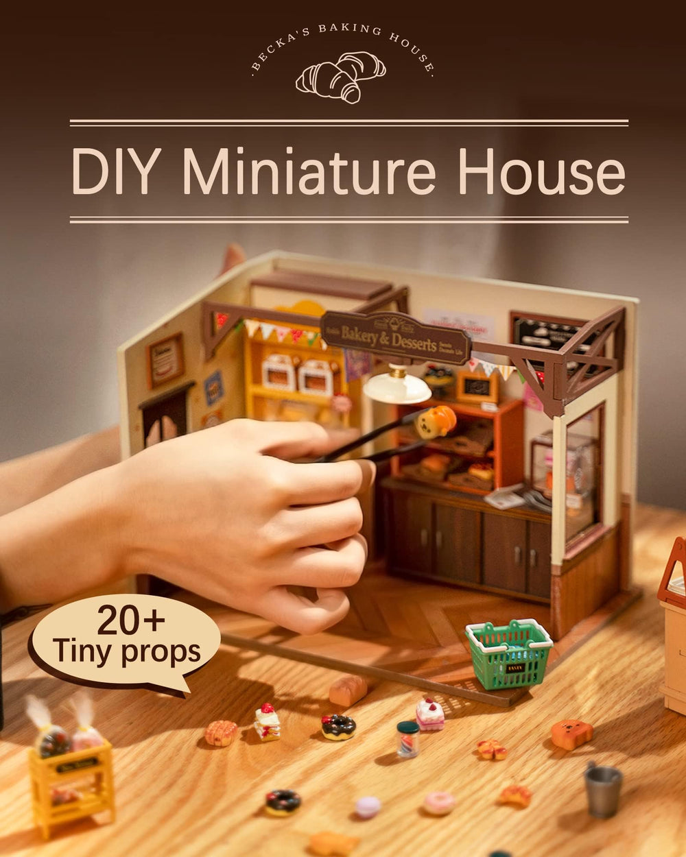 Rolife LED-lit miniature dollhouse creates warm inviting ambiance.