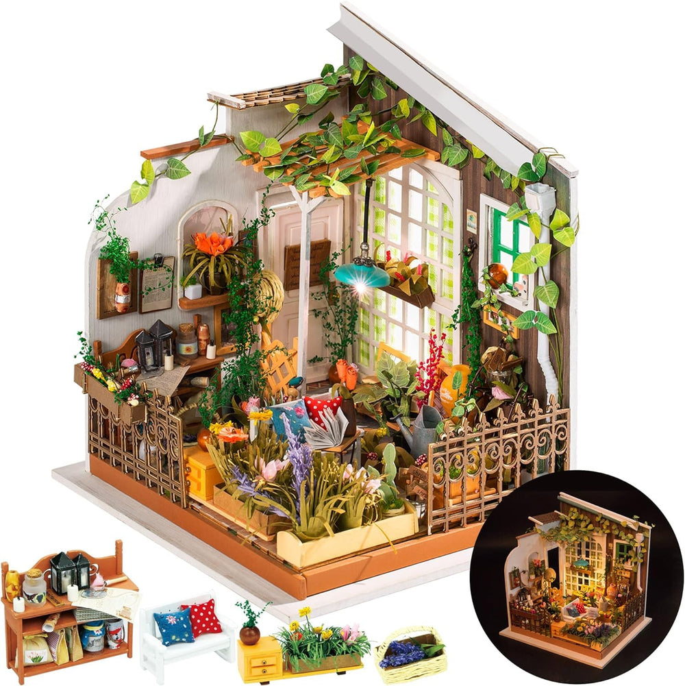 Rolife Miller's Garden miniature house kit parts for precise assembly