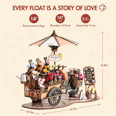 Rolife Miniature 3D Flower Cart Adjustable Buckets: flexible display options