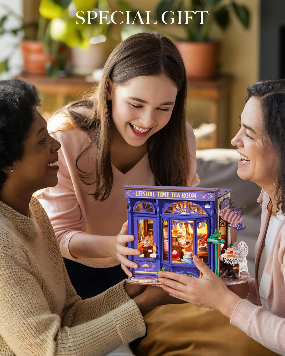 Rolife miniature figures fit this corner for playful scene and display