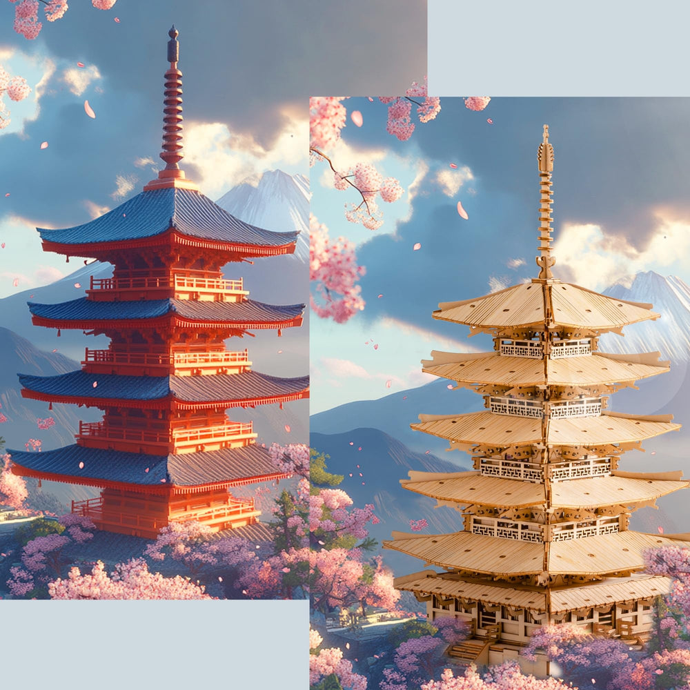 Rolife Pagoda desk display idea for elegant home or office decor.