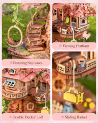 Close-up of cherry blossoms on Rolife Sakura Tree House serene detail