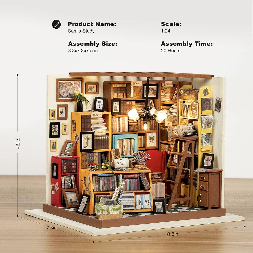 Rolife Sam's Study English manual with illustrations aids beginner assembly