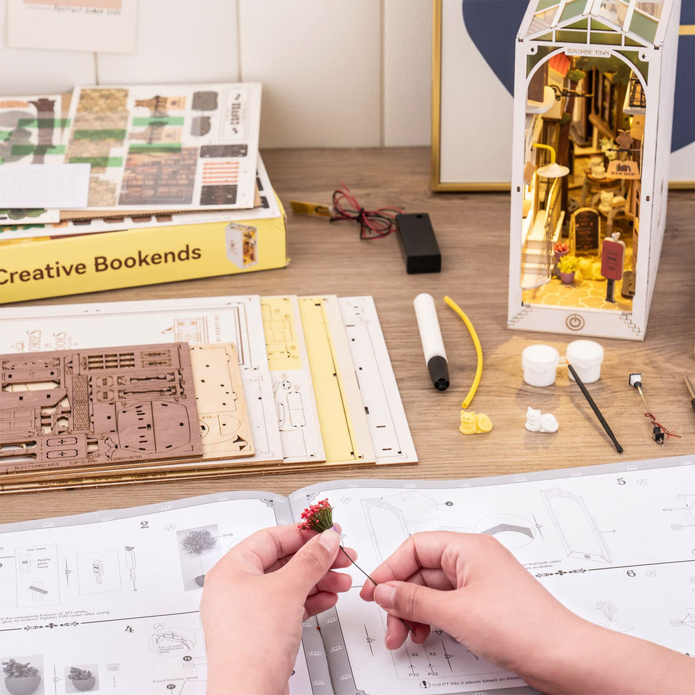 Rolife Sunshine Town shelf display demonstrates how it enhances home décor.