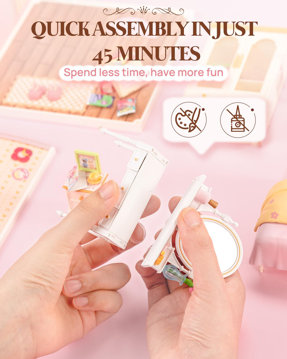 Rolife Assembly Tools and Pieces support a satisfying DIY crafting experience.