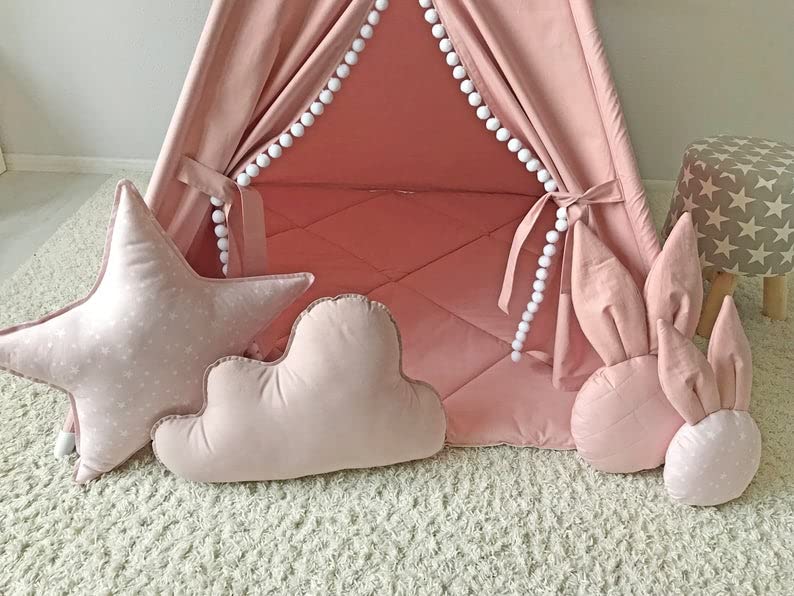 RONGFA Kids Teepee pink portable setup for easy playrooms and on-the-go fun