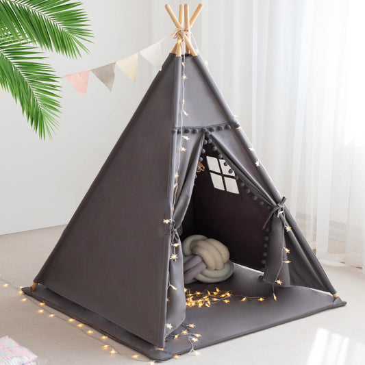 RONGFA teepee tent for kids in grey creates a cozy, private space for imagination.
