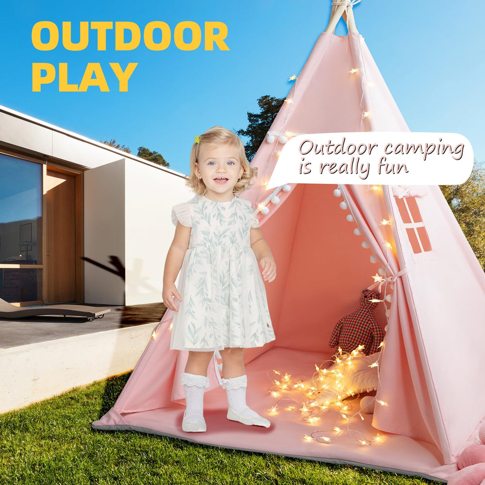 RONGFA Teepee Tent Pink suitable for indoor and outdoor adventures