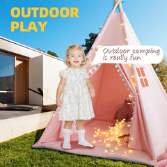 RONGFA Teepee Tent Pink suitable for indoor and outdoor adventures