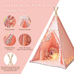 RONGFA Teepee Tent Pink star lights create magical play ambiance
