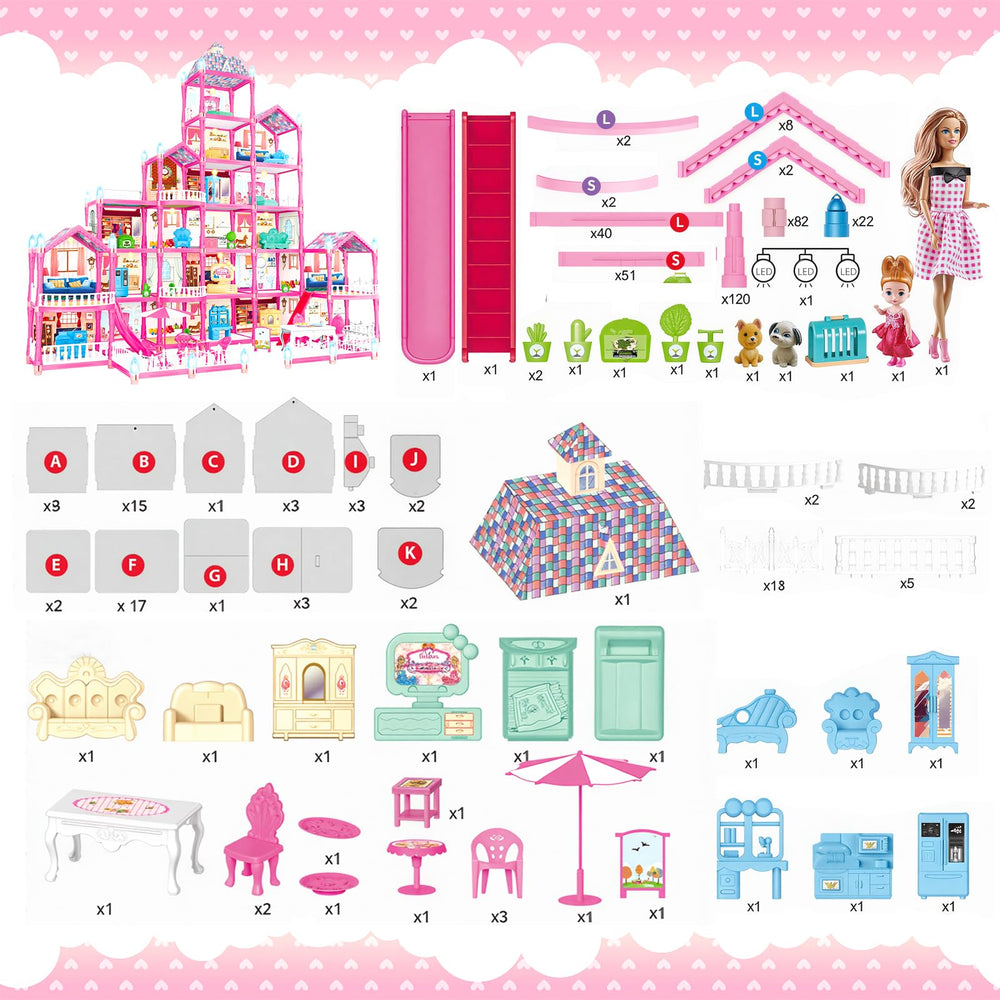 Rongmeiz doll house outdoor slide for dynamic, engaging play