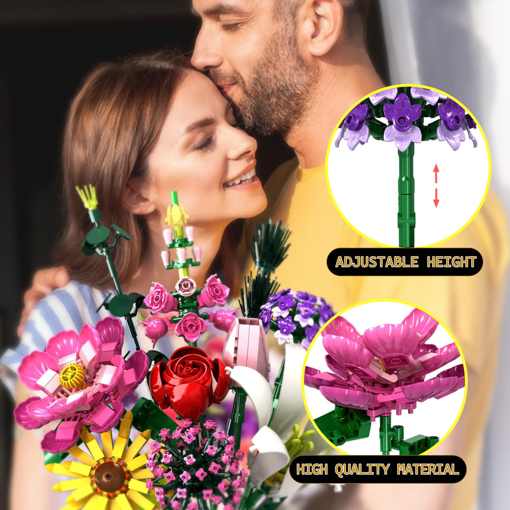 Rongmeiz Flower Building Kit lily detail creates a graceful focal point.
