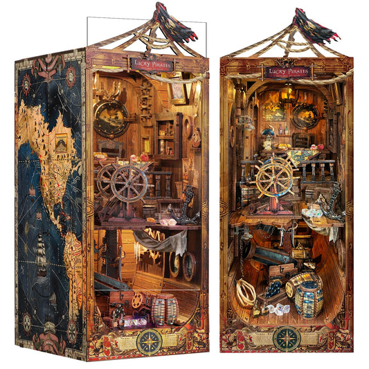 RONSTONE pirate book nook kit front view for easy setup on shelves