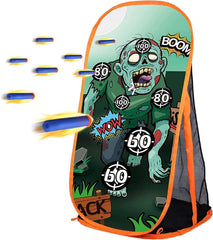 RONSTONE zombie-target for Nerf guns in outdoor setup, ideal for family play.