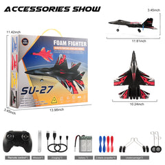 RoofWorld SU27 RC airplane night LED light enhances visible flight.