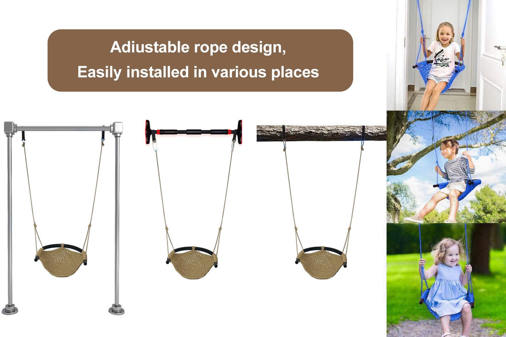 ROPECUBE adjustable rope-length feature allows growing children to swing safely.