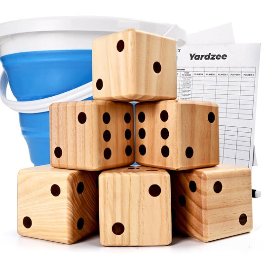 Ropoda 3-5 inch giant wooden dice set for durable outdoor fun