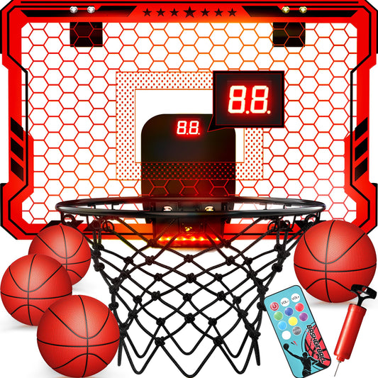 ropoda indoor basketball hoop with 7 LED lights for vibrant game nights