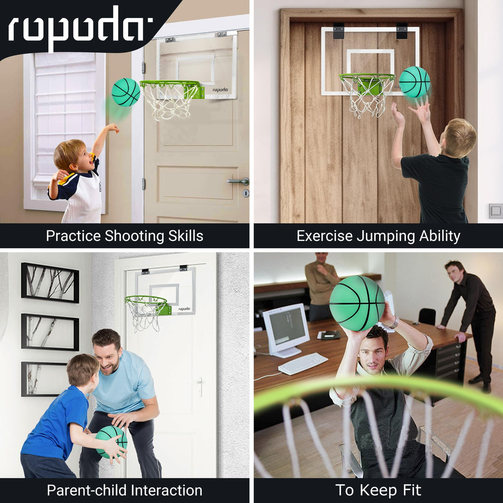 ROPODA mini basketball hoop padded brackets protect doors during shots