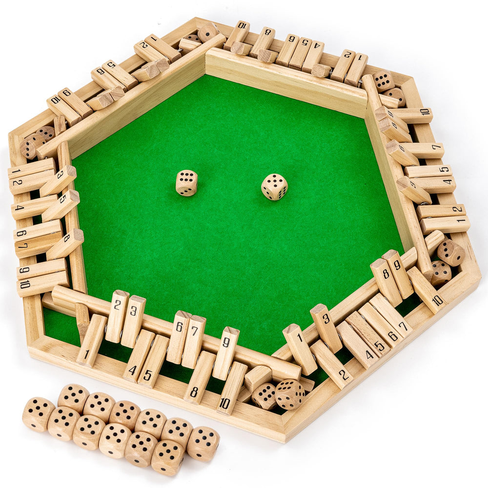 Ropoda Shut The Box cover image shows the wooden game box for family play.