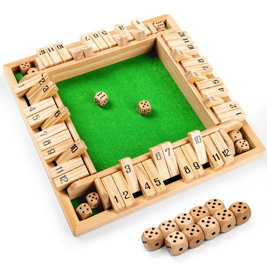 ROPODA Shut The Box Game wooden board setup for family play and quick learning.
