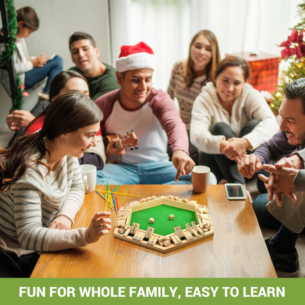 Ropoda Shut The Box six-player table setup for inclusive family fun.