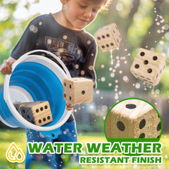 Ropoda weather-resistant finish on wooden dice for outdoor use