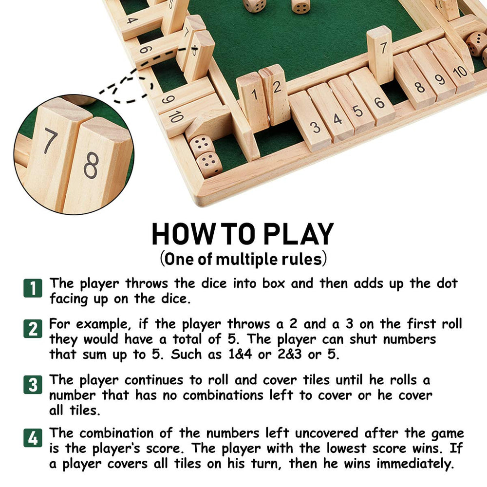 Ropoda wooden shut the box packaging, ready-to-gift with clear rules and friendly design.