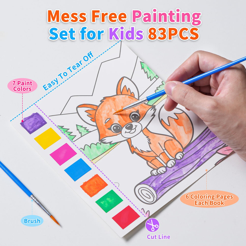 Rotu water coloring book close-up showing palettes for mess-free painting