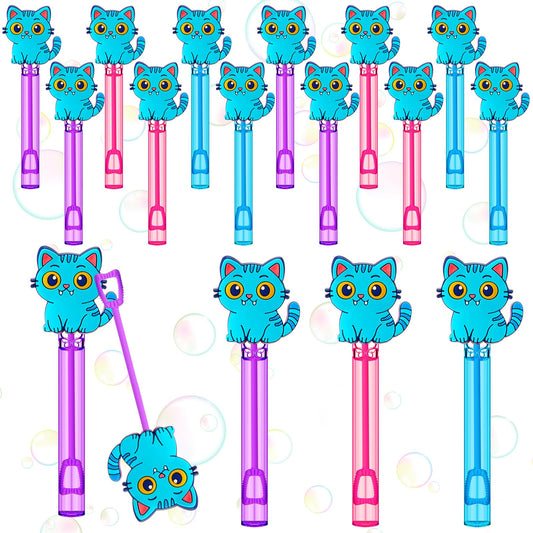 RoundFunny blue cat mini bubble wand pack for kawaii party favors and outdoor fun.