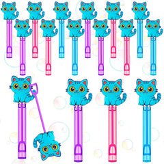 RoundFunny blue cat mini bubble wand pack for kawaii party favors and outdoor fun.