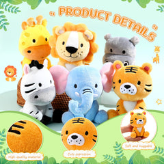 RoundFunny lion plush 7in, ideal for baby shower décor and gifts.