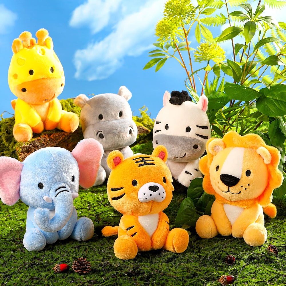 RoundFunny tiger plush 7in, great for classroom rewards and play.