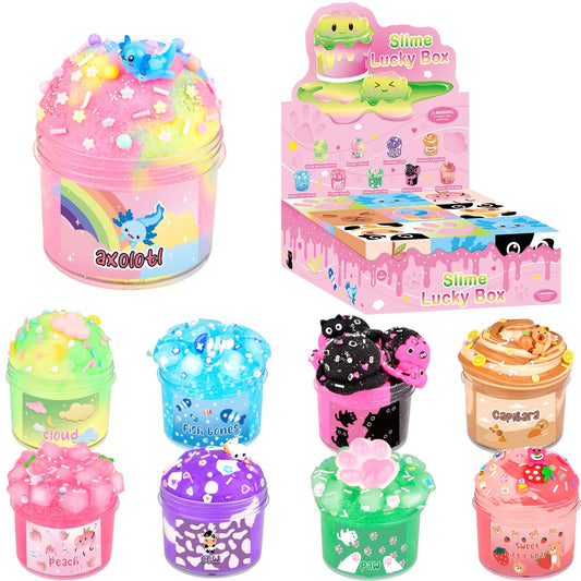 Rowecvce blind box slime kit 9-pack, colorful surprise slimes for kids' play