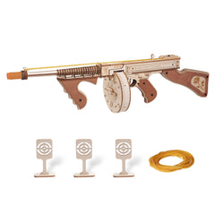 Rowood 3D puzzle Tommy gun wood model ready for display.