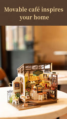 Rowood Coffee Miniature House Kit display-shelf ready decor piece for homes.