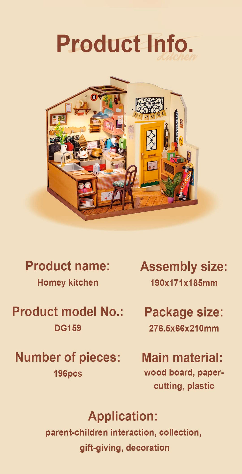Rowood dollhouse kit gift-ready packaging for holidays and birthdays