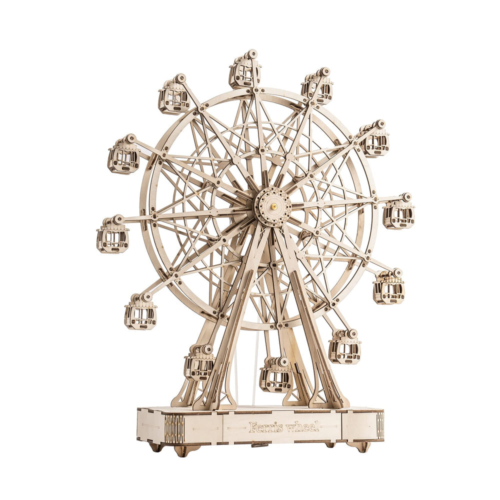 Rowood Ferris Wheel music box close-up shows precise laser-cut details