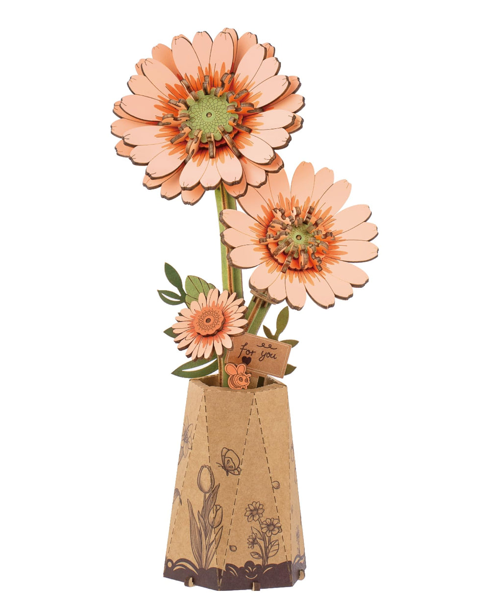 Rowood orange Gerbera Daisy puzzle kit for nature-inspired creativity.