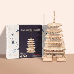 Rowood pagoda assembly progress photo capturing focused building
