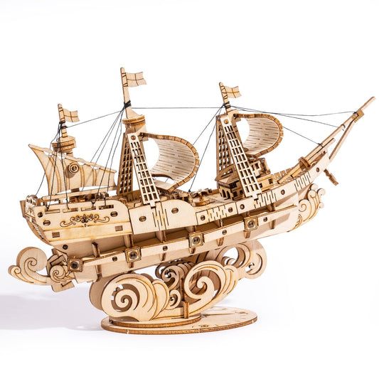 RoWood sailboat kit on display, a vintage-inspired craft for adults.