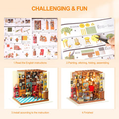 Rowood Sams Study dollhouse creative decoration idea delivers satisfying DIY experience.