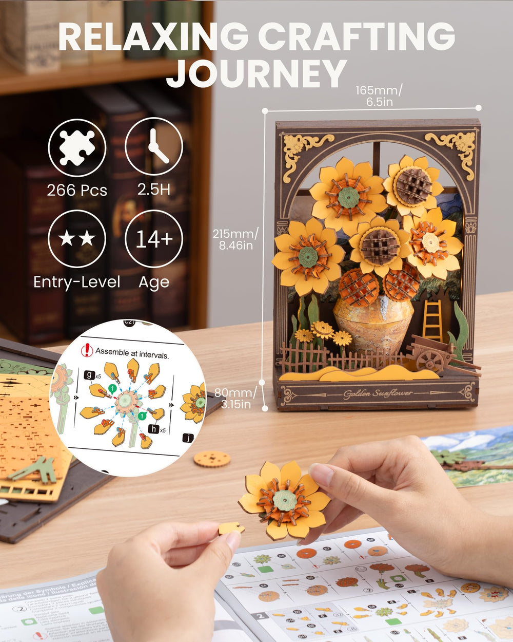 Rowood Sunflower 3D Puzzle LED build inspires focused crafting and artistic celebration.